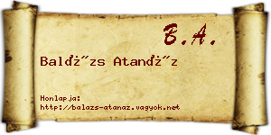 Balázs Atanáz névjegykártya
